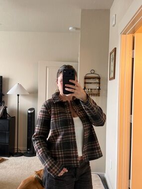 Banana Republic Brown Multi Plaid Lightweight Shacket